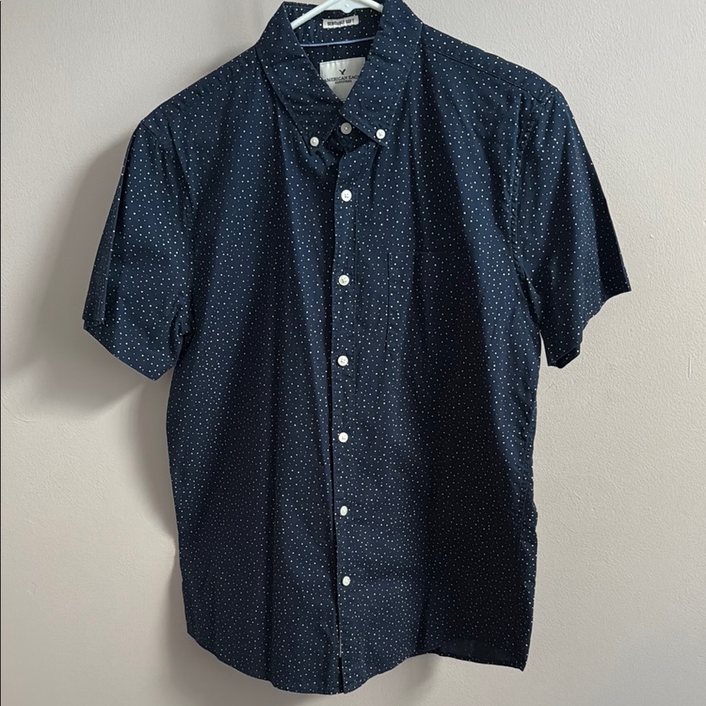 Men's Navy Blue Polka Dot Shirt
